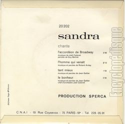 [Pochette de L’accordon de Broadway (SANDRA) - verso]