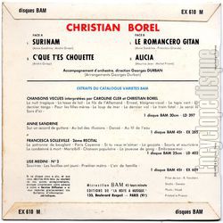 [Pochette de Surinam (Christian BOREL) - verso]