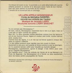 [Pochette de Un lapin appel Monseigneur (JEUNESSE) - verso]