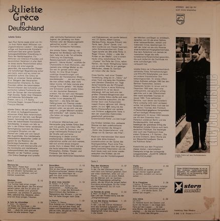 [Pochette de Juliette Grco in Deutschland (Juliette GRCO) - verso]