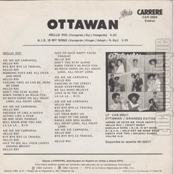 [Pochette de Hello Rio (OTTAWAN) - verso]