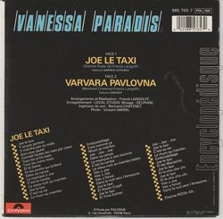 [Pochette de Joe le taxi (Vanessa PARADIS) - verso]