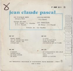 [Pochette de On n’oublie rien (Jean-Claude PASCAL) - verso]