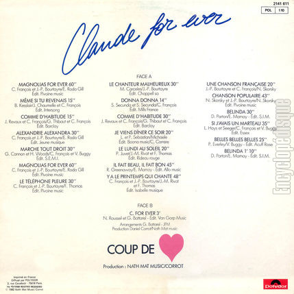 [Pochette de Claude for ever (COUP DE COEUR) - verso]