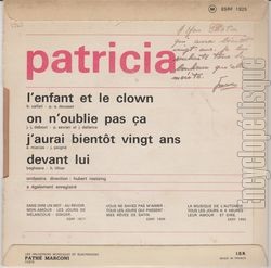 [Pochette de On n’oublie pas a (PATRICIA) - verso]