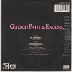 [Pochette de Bon anniversaire (Guesch PATTI & ENCORE) - verso]