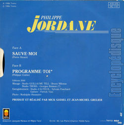 [Pochette de Sauve-moi (Philippe JORDANE) - verso]