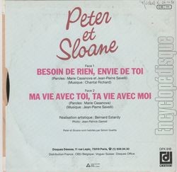 [Pochette de Besoin de rien, envie de toi (PETER ET SLOANE) - verso]