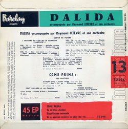 [Pochette de Come prima - N13 (DALIDA) - verso]