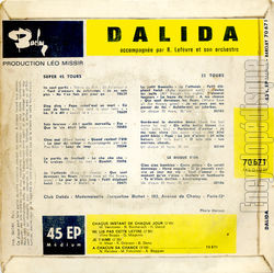 [Pochette de Chaque instant de chaque jour (DALIDA) - verso]