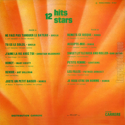 [Pochette de 12 Hits 12 Stars (COMPILATION) - verso]