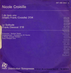 [Pochette de I do love you (Nicole CROISILLE) - verso]