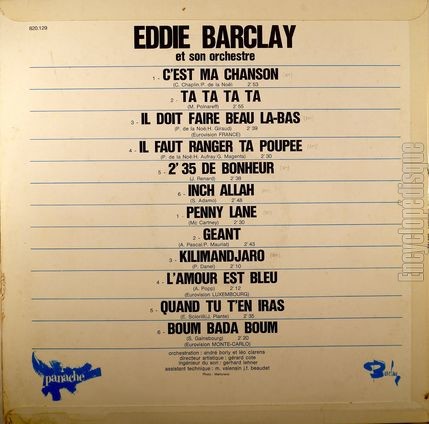 [Pochette de C’est ma chanson, Ta ta ta, Gant… (Eddie BARCLAY) - verso]