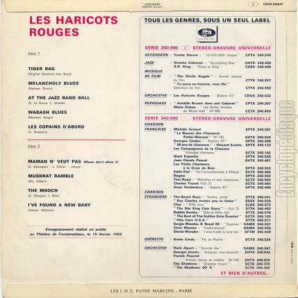 [Pochette de En public (Les HARICOTS ROUGES) - verso]