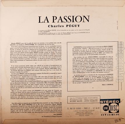 [Pochette de La passion - Charles Pguy - (DICTION) - verso]