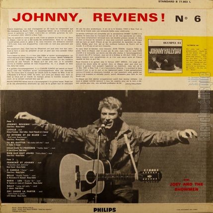 [Pochette de Johnny, Reviens (Johnny HALLYDAY) - verso]