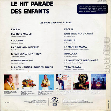 [Pochette de Le hit parade des enfants (Les PETITS CHANTEURS DU ROCK) - verso]