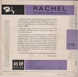 [Pochette de Le chant de Mallory (RACHEL) - verso]