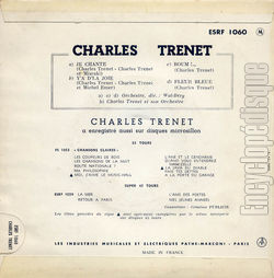 [Pochette de Je chante (Charles TRENET) - verso]