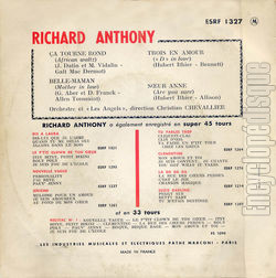 [Pochette de a tourne rond (Richard ANTHONY) - verso]