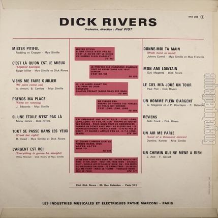 [Pochette de Mister Pitiful, L’argent est roi, Reviens… (Dick RIVERS) - verso]