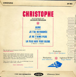 [Pochette de Aline (CHRISTOPHE) - verso]