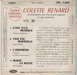 [Pochette de C’est d’la musique (Colette RENARD) - verso]