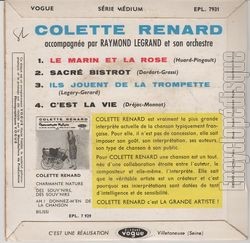 [Pochette de Le marin et la rose (Colette RENARD) - verso]