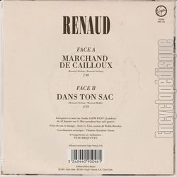 [Pochette de Marchand de cailloux (RENAUD) - verso]