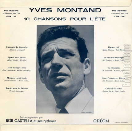 [Pochette de 10 chansons pour l’t (Yves MONTAND) - verso]