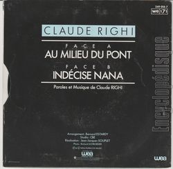 [Pochette de Au milieu du pont (Claude RIGHI) - verso]