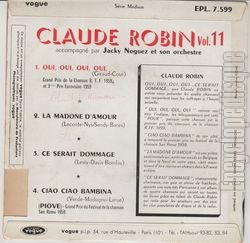 [Pochette de Oui, oui, oui, oui… (Claude ROBIN) - verso]