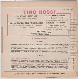 [Pochette de L’important c’est la rose (Tino ROSSI) - verso]