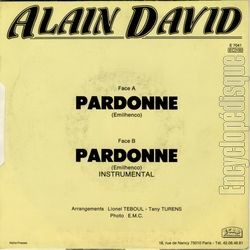 [Pochette de Pardonne-moi (Alain DAVID) - verso]