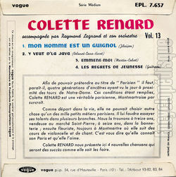 [Pochette de Mon homme est un guignol (Colette RENARD) - verso]