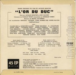 [Pochette de L’Or du duc (B.O.F.  Films ) - verso]