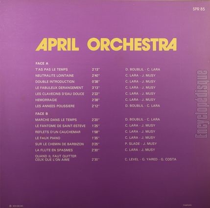 [Pochette de Vol. 3 (APRIL ORCHESTRA) - verso]