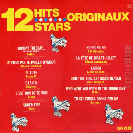 [Pochette de 12 Hits 12 Stars (COMPILATION) - verso]