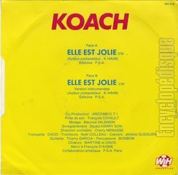 [Pochette de Elle est jolie (KOACH) - verso]