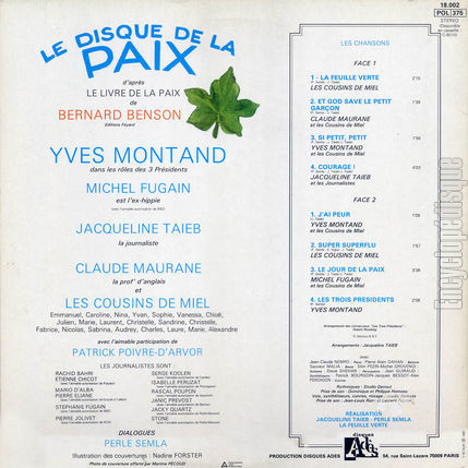 [Pochette de Le disque de la paix (COMPILATION) - verso]