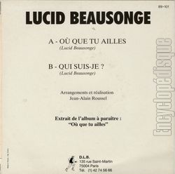 [Pochette de O que tu ailles (Lucid BEAUSONGE) - verso]