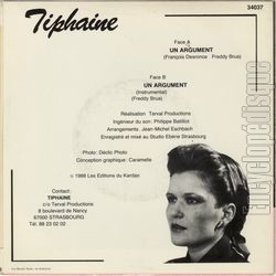 [Pochette de Un argument (TIPHAINE) - verso]