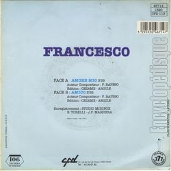 [Pochette de Amore mio (FRANCESCO) - verso]