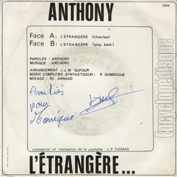 [Pochette de L’trangre (ANTHONY (2)) - verso]