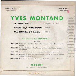 [Pochette de La butte rouge (Yves MONTAND) - verso]