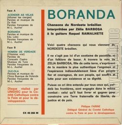 [Pochette de Boranda , chanson du Nordeste (Zelia BARBOSA) - verso]