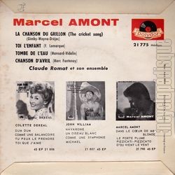 [Pochette de La chanson du grillon (Marcel AMONT) - verso]