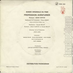 [Pochette de Profession aventuriers (B.O.F.  Films ) - verso]