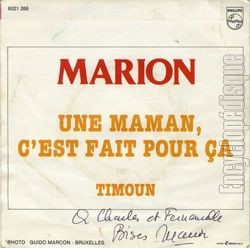 [Pochette de Une maman, c’est fait pour a (MARION (2)) - verso]