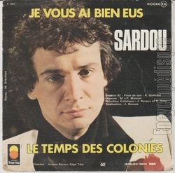 [Pochette de Le temps des colonies (Michel SARDOU) - verso]